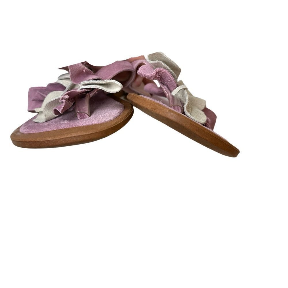 Sundance Pink Floral Suede Slide Sandals with Cream Accents - Picture 7 of 14